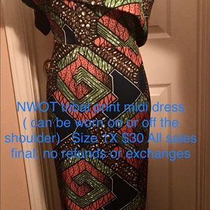 NWOT tribal print midi dress size 1X $30